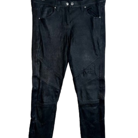 IRO Jelena FW ‘23 black 100% leather Mid-Rise pants slim leg, pockets moto EU 40 - Picture 6 of 11